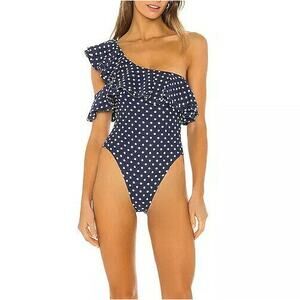 WeWoreWhat Blue and White One-Shoulder One Piece